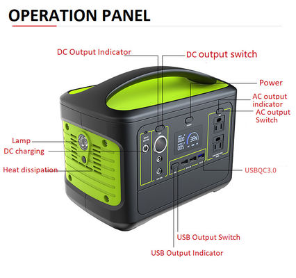 500W draagbare Lifepo4 zonne-lithium-ionbatterijgenerator voor buitenkamperen